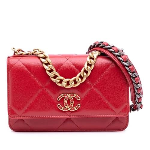 Chanel Pre-Loved Quilted Goatskin 19 Wallet On Chain Handbag