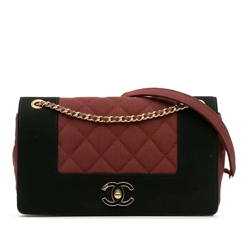 Chanel Pre-Loved Small Bicolor Quilted Grosgrain Satin Small Mademoiselle Double Flap