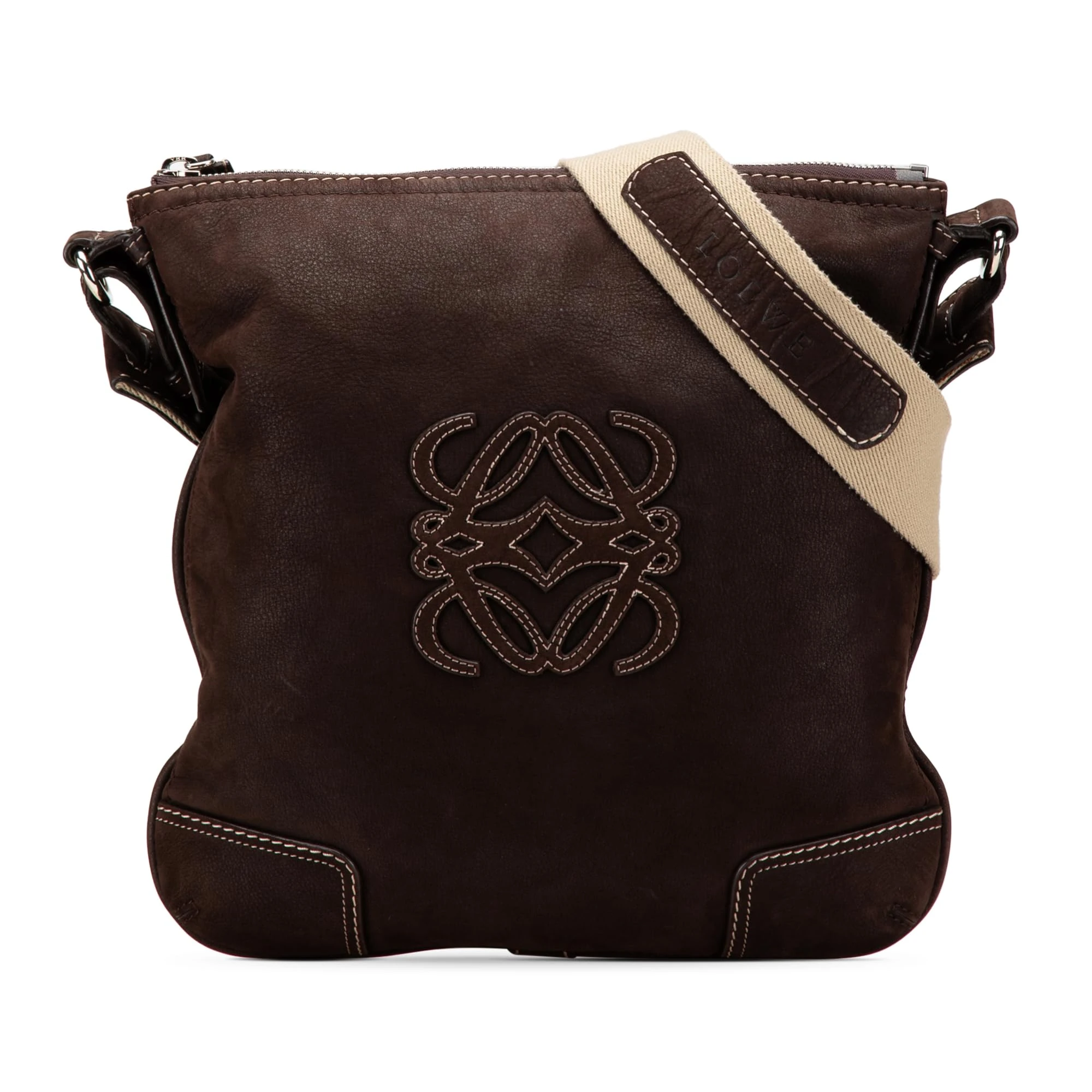 LOEWE Pre-Loved Anagram Nubuck Crossbody Bag