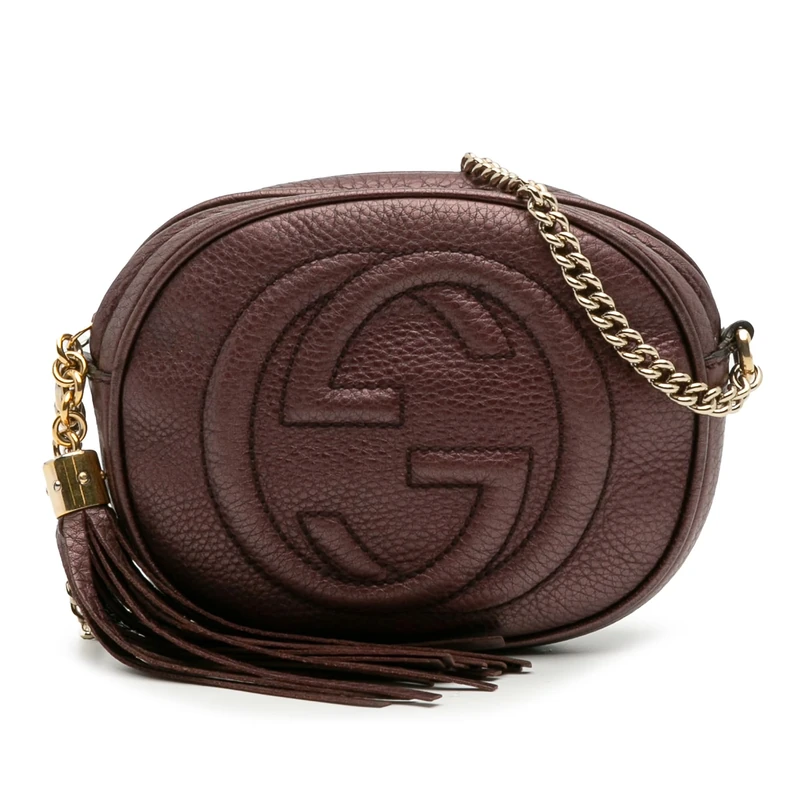 Gucci Pre-Loved Mini Metallic Pebbled Calfskin Soho Chain Crossbody