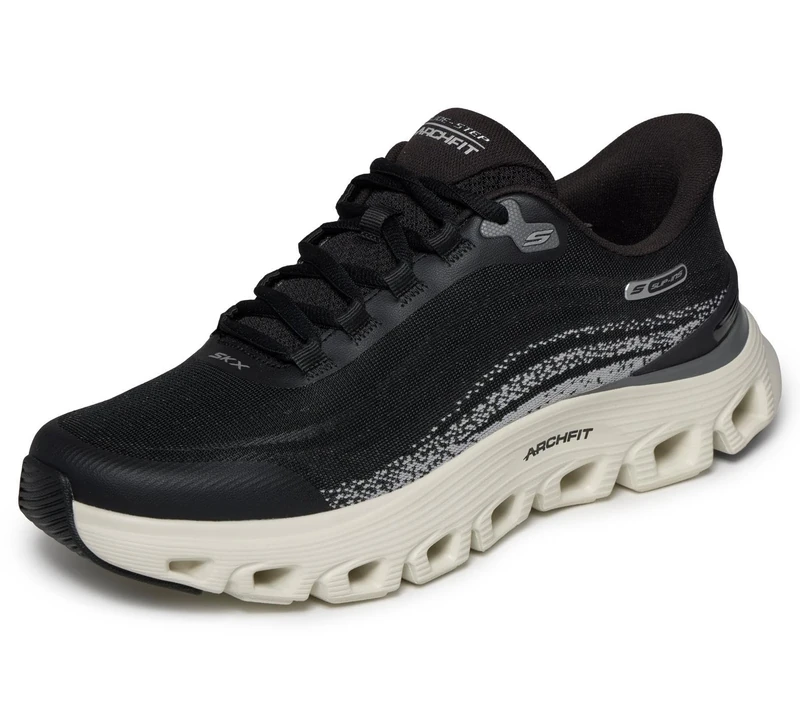 Skechers Men's Glide-Step Wave Zanaro Trainer, Black/White, 8 UK