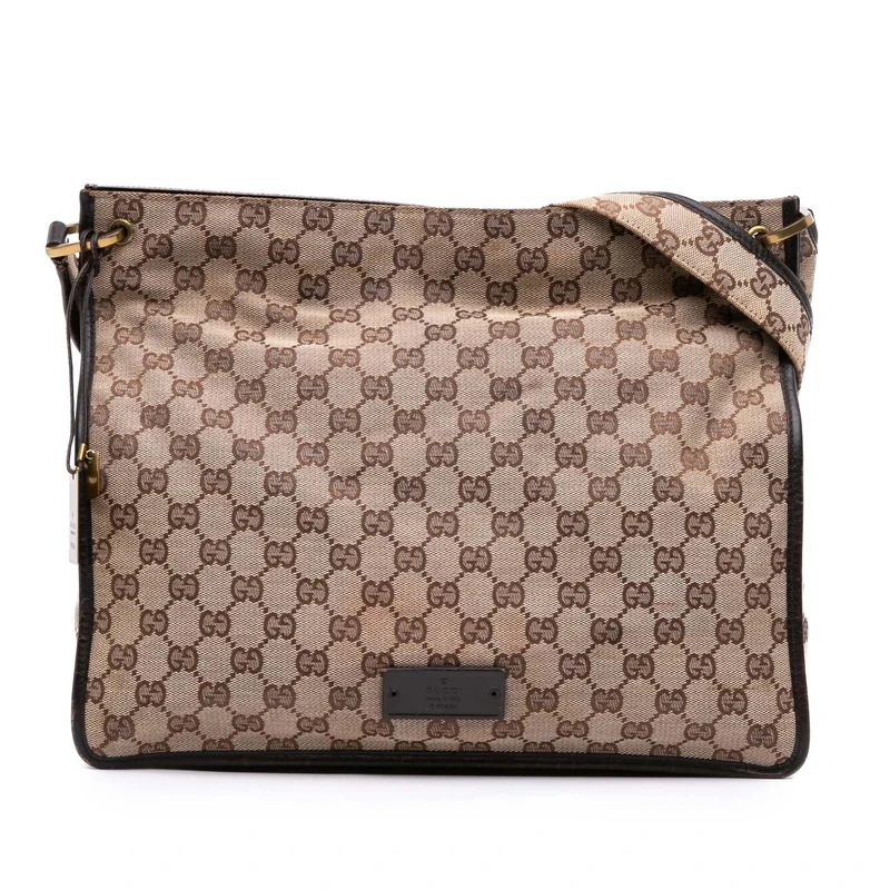 Gucci Pre-Loved GG Canvas Messenger Bag Crossbody