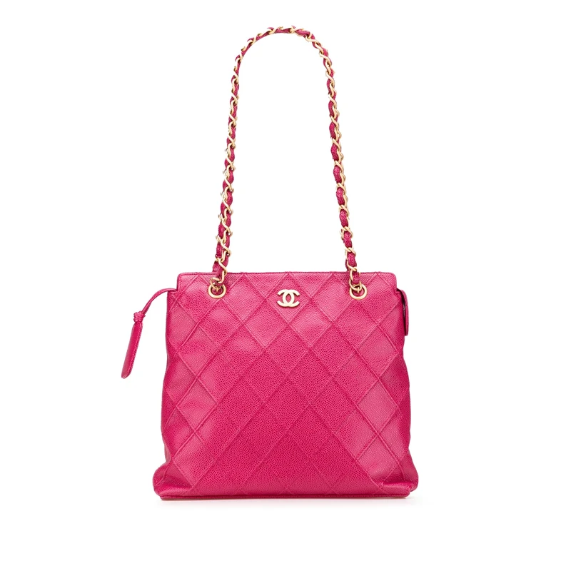 Chanel Pre-Loved CC Quilted Caviar Chain Tote