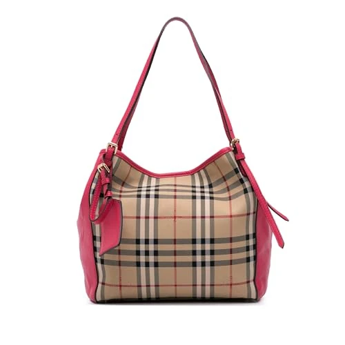 BURBERRY Pre-Loved Small Haymarket Check Canvas and Leather Canterbury Tote