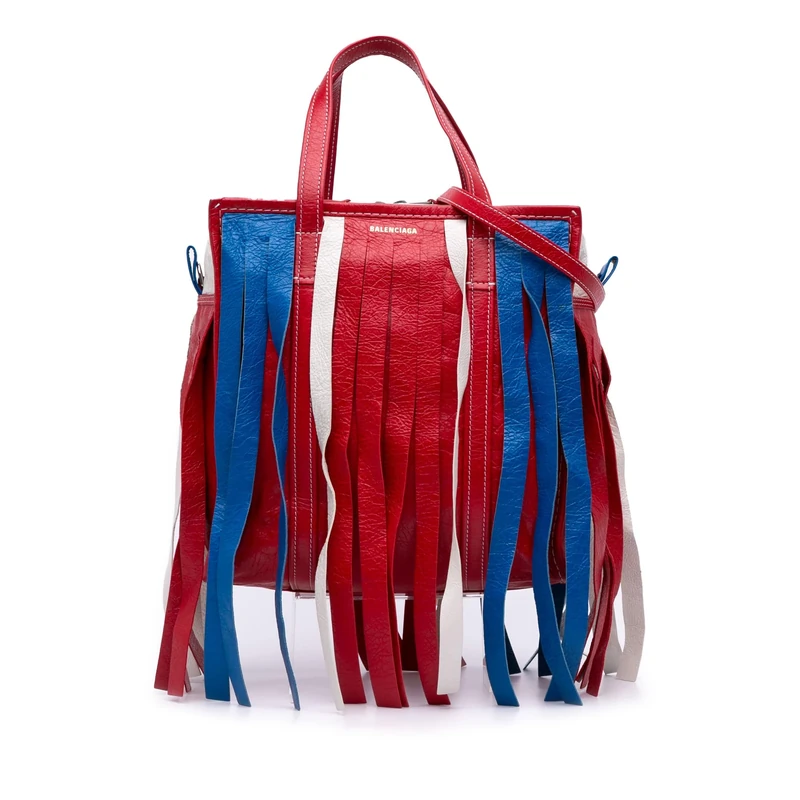 Balenciaga Pre-Loved S Lambskin Fringe Bazar Shopper Satchel
