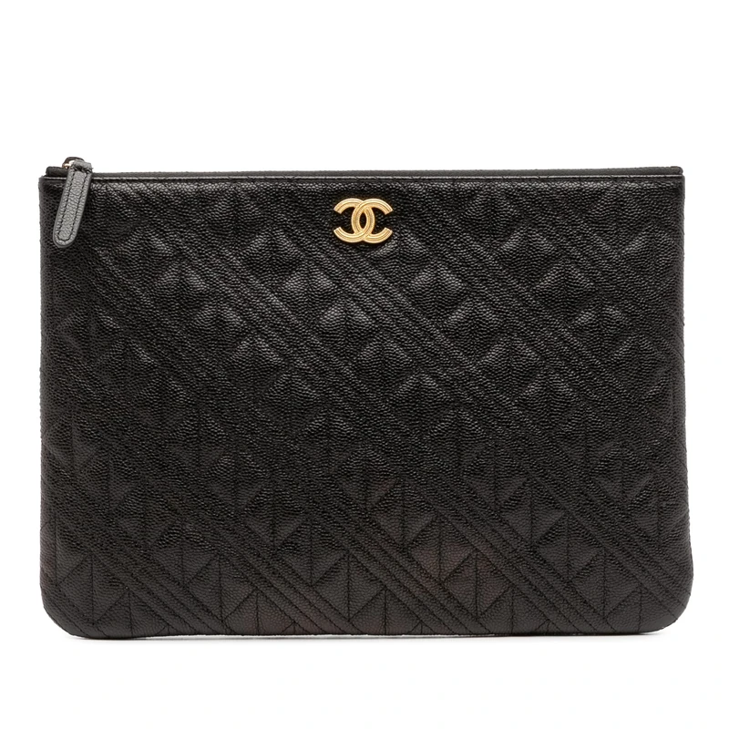 Chanel Pre-Loved Medium Quilted Caviar O Case Clutch