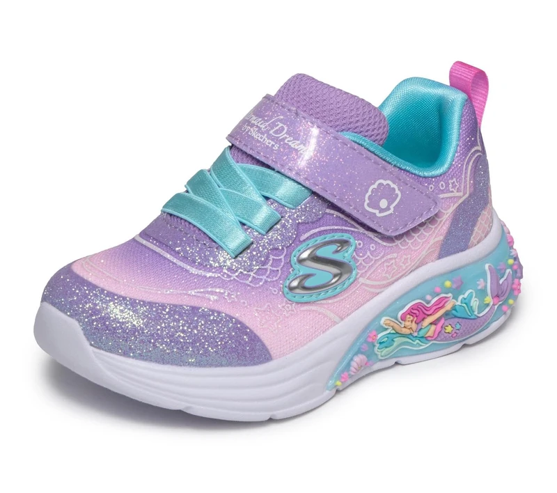 Skechers Girl's Light Up Trainer - My Dreamers Lil Mermaid - Lavender, 7
