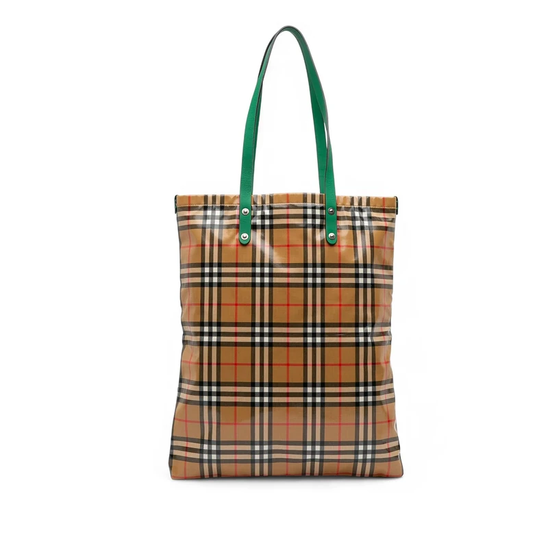 BURBERRY Pre-Loved House Check Coated Canvas Tote