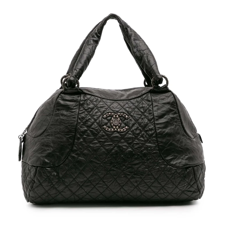 Chanel Pre-Loved CC Quilted Aged Calfskin Coco Rider Bowling Bag