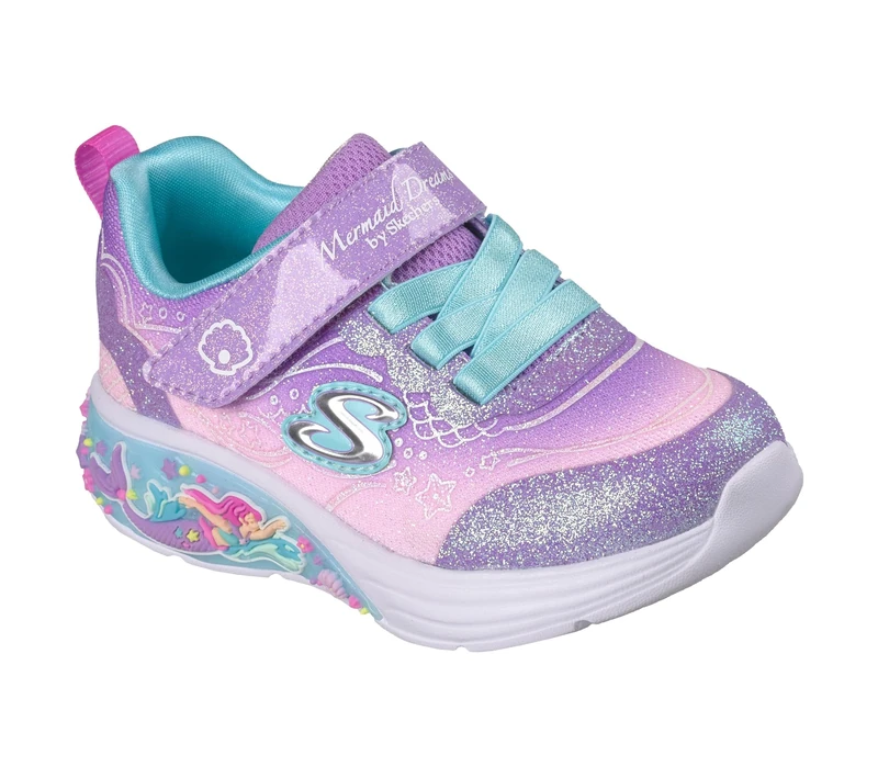 Skechers Girl's Light Up Trainer - My Dreamers Lil Mermaid - Lavender, 4