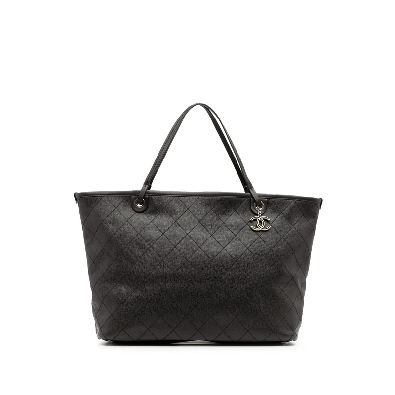 Chanel Pre-Loved XL Quilted Caviar Shopping Fever Tote Bag