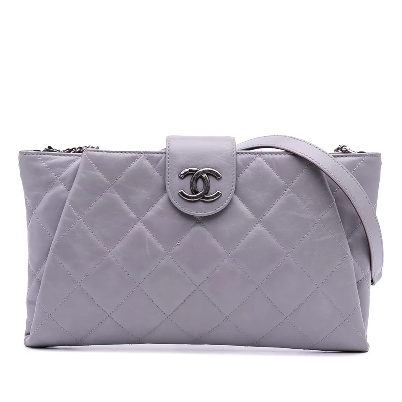 Chanel Pre-Loved Quilted Glazed Calfskin Coco Pleats Chain Clutch Crossbody Bag