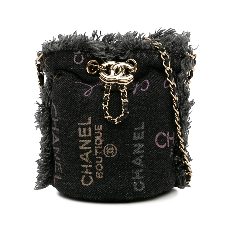 Pre-Loved Mini Denim Mood Bucket With Chain Bag Handbag