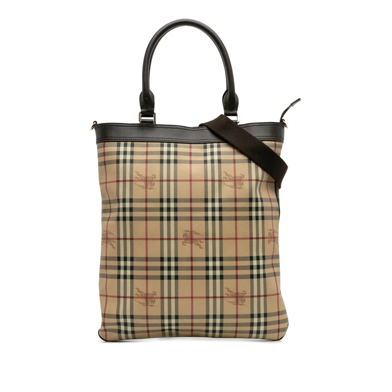 BURBERRY Pre-Loved Haymarket Check Coated Canvas Tote
