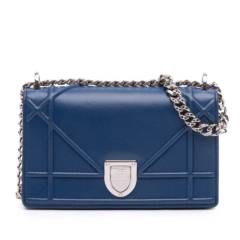 Pre-Loved Mini Lambskin Diorama Flap Crossbody Bag