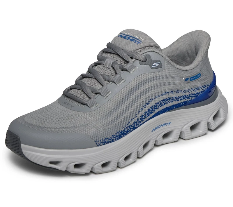 Skechers Men's Arch Fit Glide-Step Wave Zanaro Slip-in Trainers, Grey, 8.5 UK