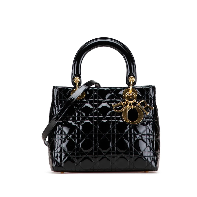 Dior Pre-Loved Medium Patent Cannage Lady Handbag
