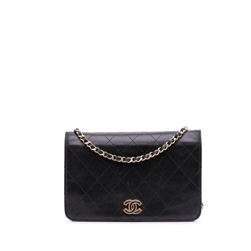 Chanel Pre-Loved CC Quilted Lambskin Wallet On Chain Handbag Crossbody Bag