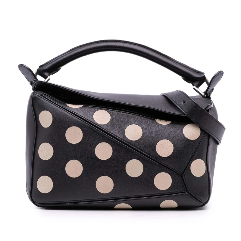 LOEWE Pre-Loved Medium Calfskin Polka Dot Puzzle Satchel