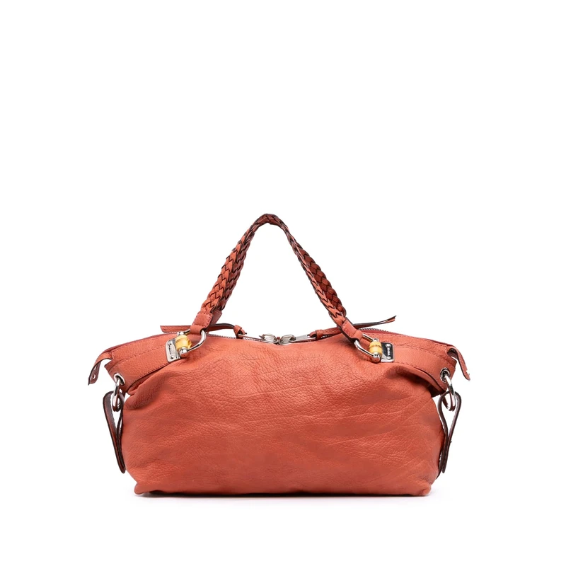 Gucci Pre-Loved Medium Leather Bamboo Bar Tote Bag