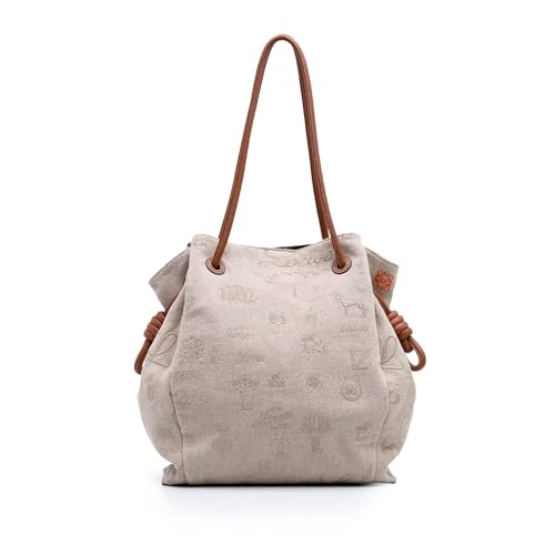 LOEWE Pre-Loved Medium Canvas Flamenco Knot Tote Bag