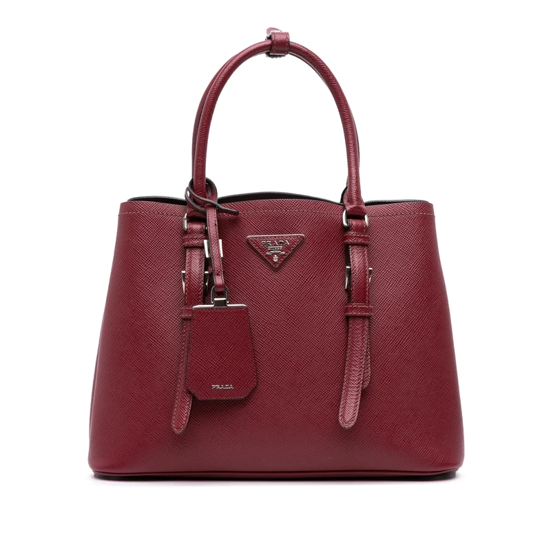 Prada Pre-Loved Saffiano Cuir Double Satchel Handbag