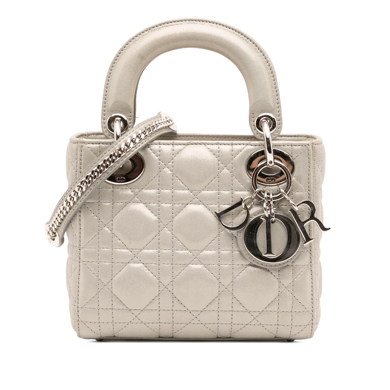 Dior Pre-Loved Mini Iridescent Lambskin Cannage Lady Handbag