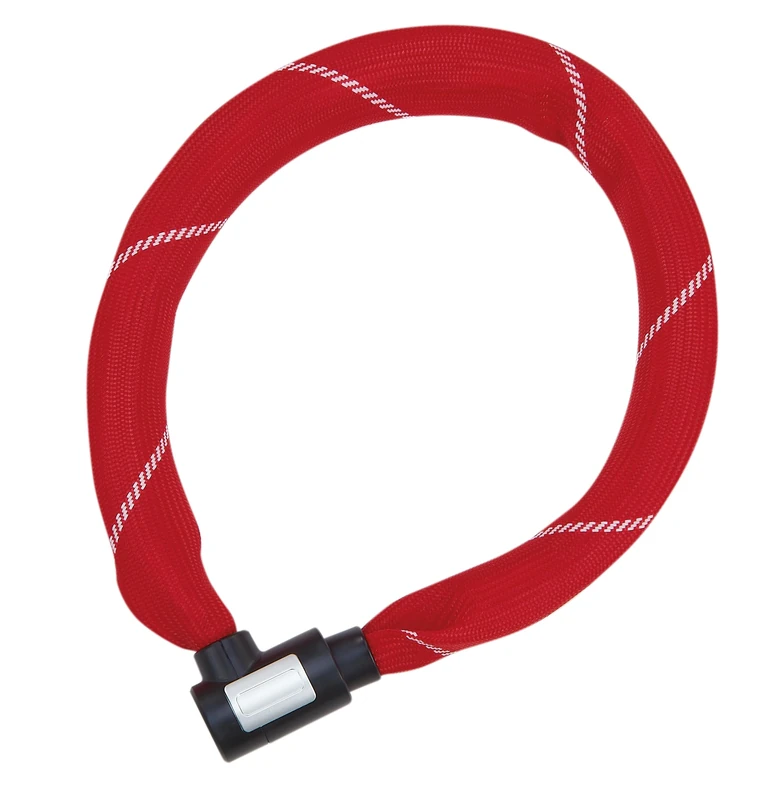 Prophete Bicycle Chain Lock - 110 cm Length, Diameter 8.5 mm Hardened Steel Chain with Textile Protection, Includes 2 Laser-Cut Keys, Secure Bicycle Lock in Red