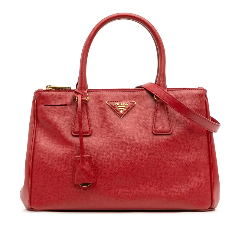 Prada Pre-Loved Small Saffiano Lux Galleria Double Zip Satchel