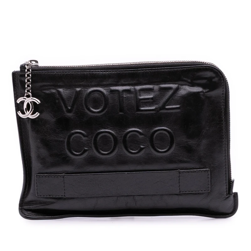Chanel Votez Coco Lambskin Clutch Bag - Black - Image 1