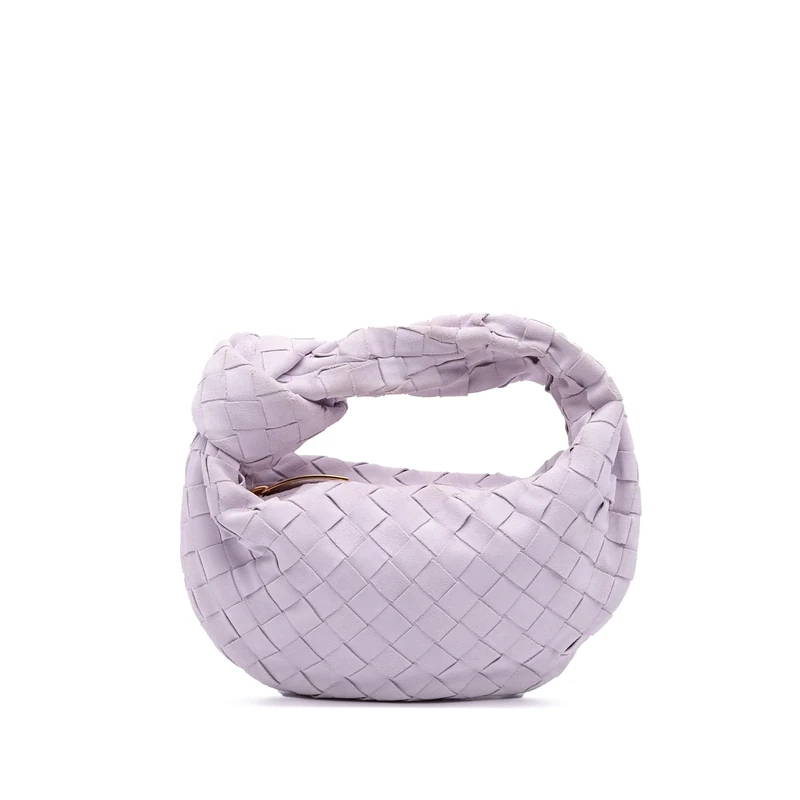 Bottega Veneta Pre-Loved Mini Suede Intrecciato Jodie Handbag