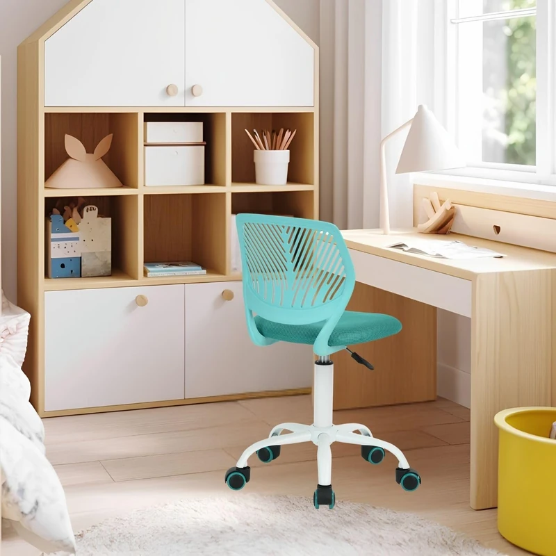 FurnitureR Children's Desk Height Adjustable Colourful Ergonomic Youth Chair with Backrest and Armrests, Children's Chair with 5 Wheels, for Children 3-10 Years Old, Maximum Load 100 kg