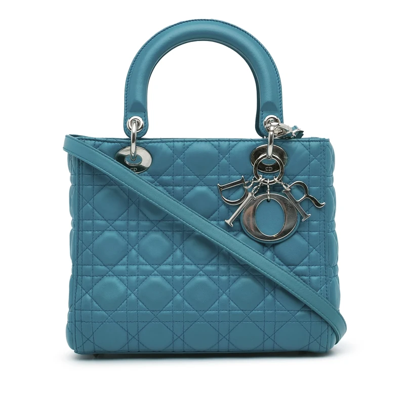Dior Pre-Loved Medium Lambskin Cannage Lady Handbag