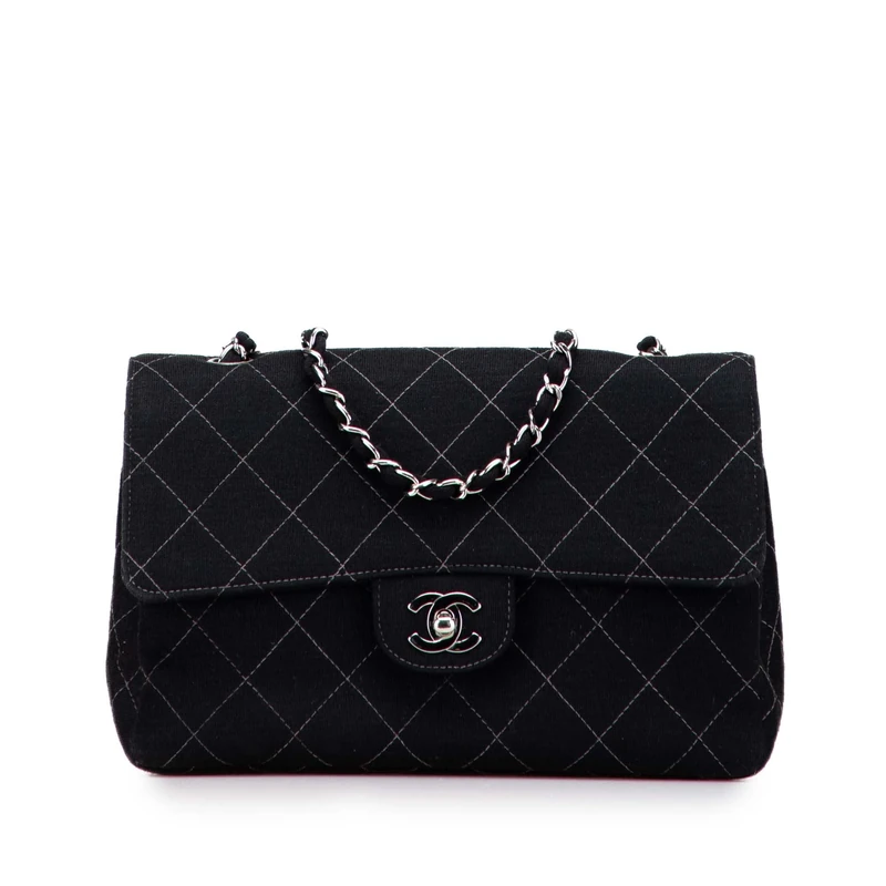 Chanel Pre-Loved Medium Quilted Jersey Single Flap Shoulder Bag