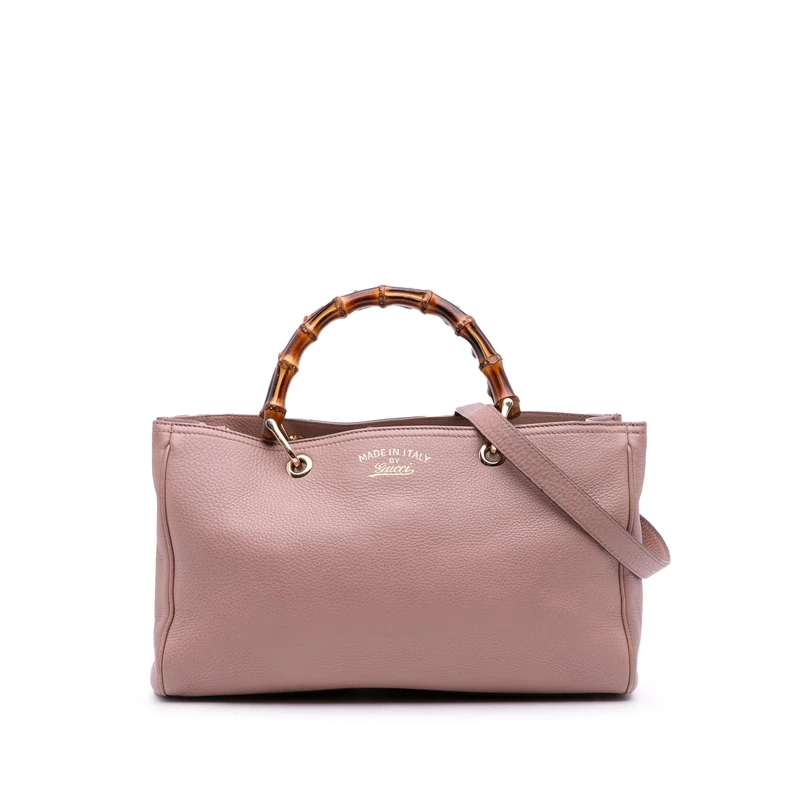 Gucci Pre-Loved Medium Calfskin Bamboo Shopper Satchel Handbag