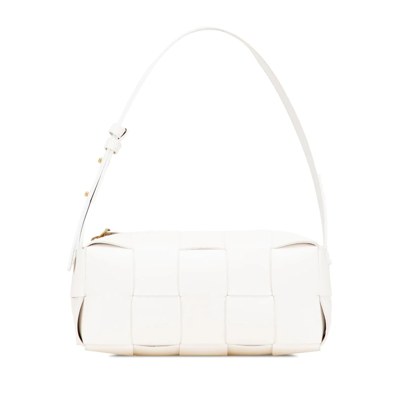 Bottega Veneta Pre-Loved Small Lambskin Intrecciato Brick Cassette Shoulder Bag