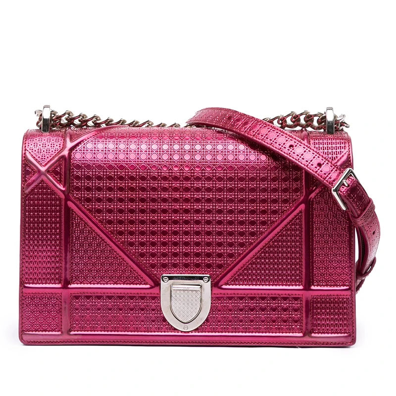 Pre-Loved Medium Metallic Patent Microcannage Diorama Flap