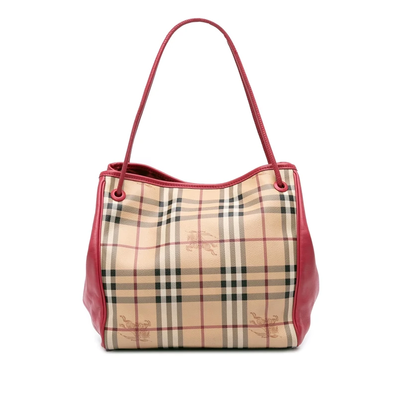 BURBERRY Pre-Loved Small Haymarket Check Canvas Canterbury Tote
