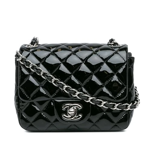 Chanel Pre-Loved Mini Square Classic Patent Single Flap Crossbody Bag