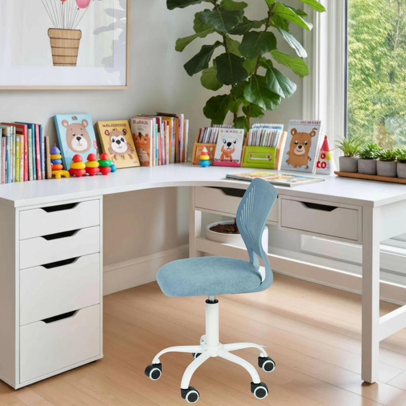 FurnitureR Kids Chair Height Adjustable Desk Chair Ergonomic Colorful Youth Chair with Backrest & Armrests Swivel Chair with 5 Wheels for Children 3-10 Years 100kg Load Capacity