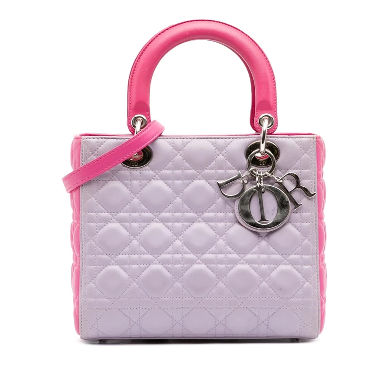 Dior Pre-Loved Medium Bicolor Lambskin Cannage Lady Handbag