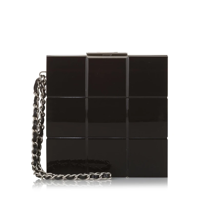 Chanel Choco Bar Lucite Perspex Clutch Bag - Black Resin