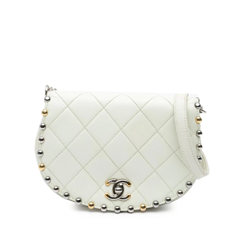 Chanel Pre-Loved Small Quilted Lambskin Studded Bubble Flap