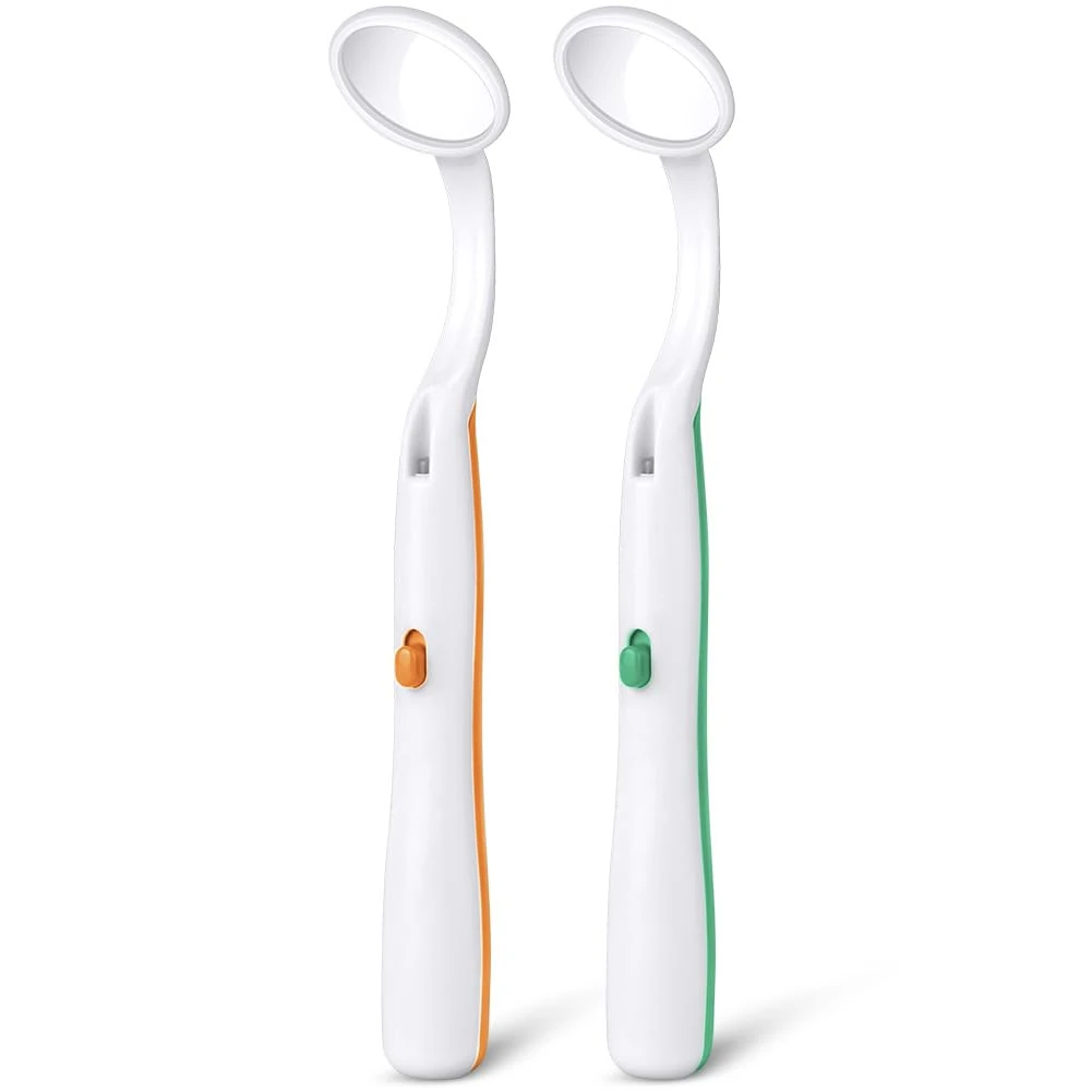 ACWOO Dental Mirror with Light, 2PCS Dental Teeth Mirror, Anti Fo Mouth Tooth Mirror, Dental Inspection Mirror with LED Light for Oral Dental Care, Dental Oral Care Tool Kit