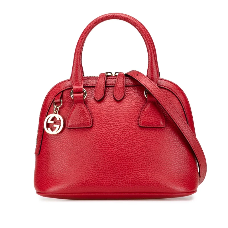 Gucci Pre-Loved Mini Leather GG Charm Dome Satchel Handbag