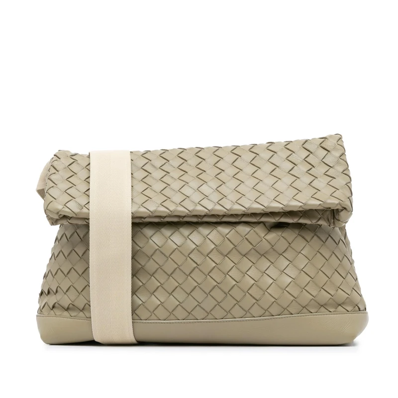 Bottega Veneta Pre-Loved Nappa Intrecciato Fold Over Crossbody Bag