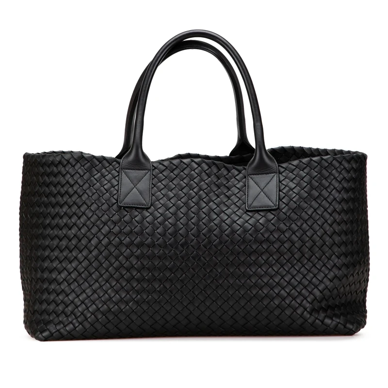 Bottega Veneta Pre-Loved Medium Lambskin Intreccio Cabat Tote
