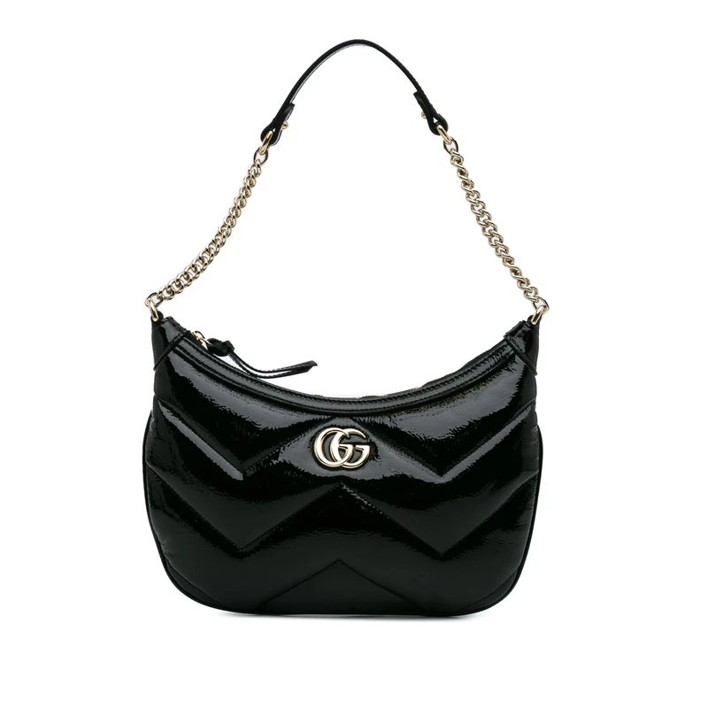 Gucci Pre-Loved GG Marmont Matelasse Patent Shoulder Bag