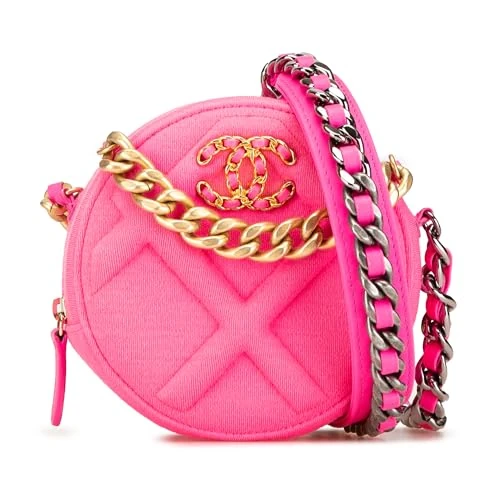 Chanel Pre-Loved Jersey 19 Round Clutch On Chain Handbag