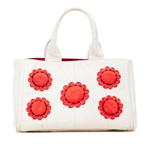 Prada Pre-Loved Canvas Canapa Mistolino Tote Bag